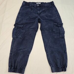 Free People We The‎ Free Womens M Cargo Jogger Pants High Rise Acid Wash Barrel